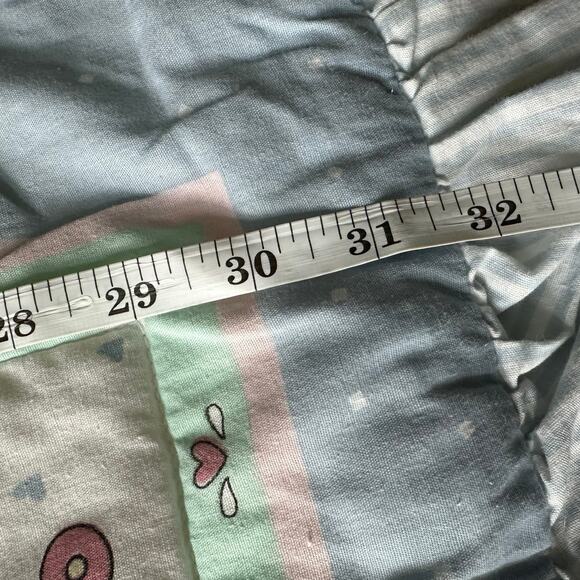 Vintage Noah's Ark Crib Quilt - Blue, Ruffle Trim - Picture 6 of 7